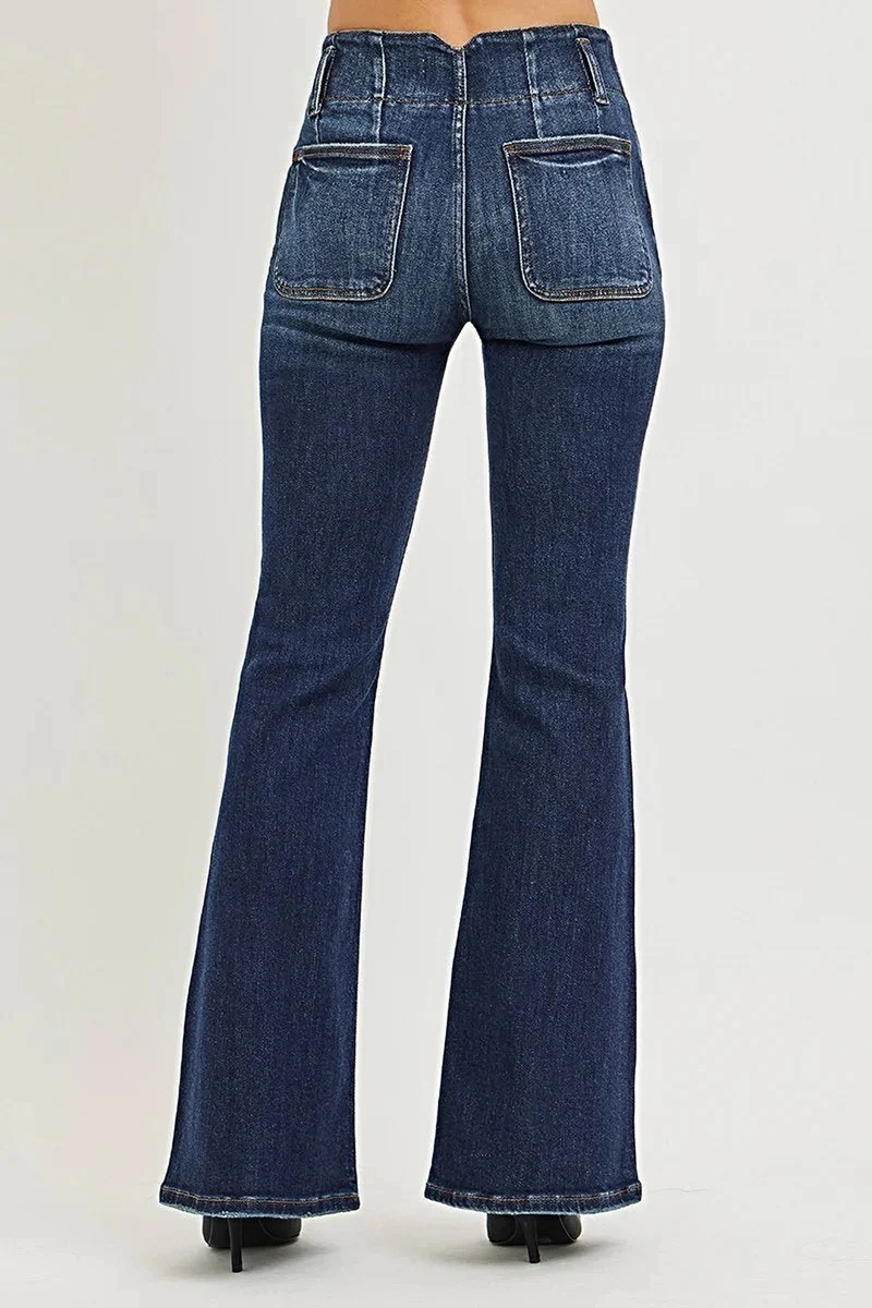 RISEN High Rise Flare Jeans met taillebandnaad voor een flatterende pasvorm
