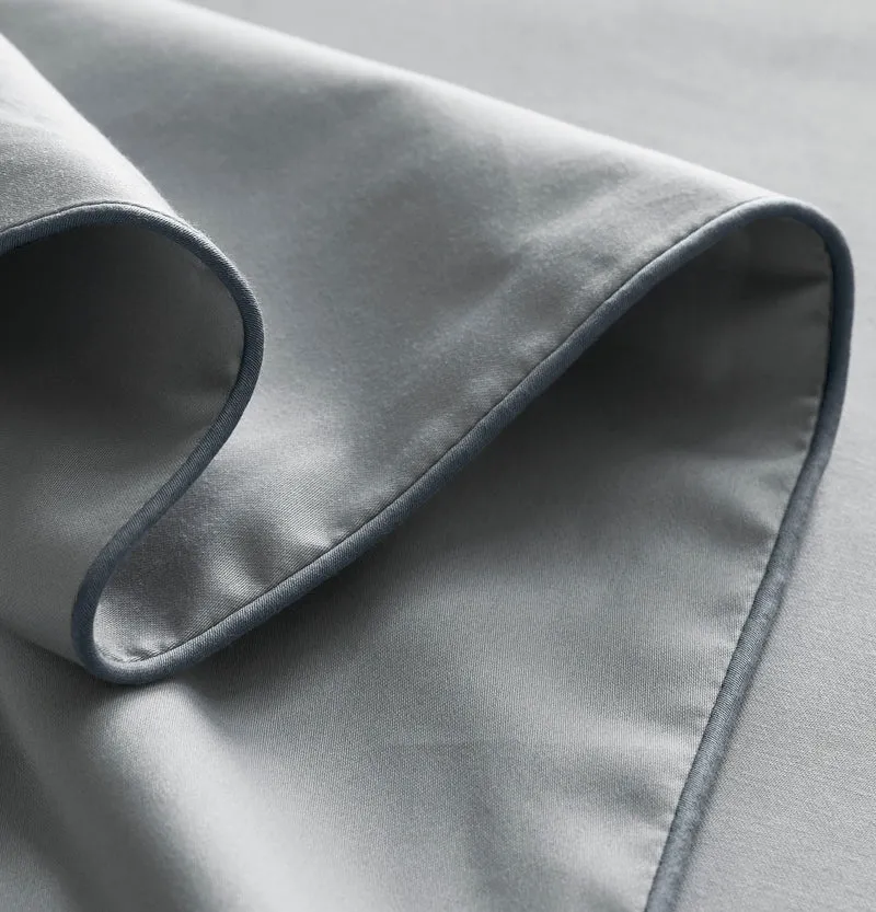 Signature Embellished Sheet Set - Shore/Bluestone Piped Edge