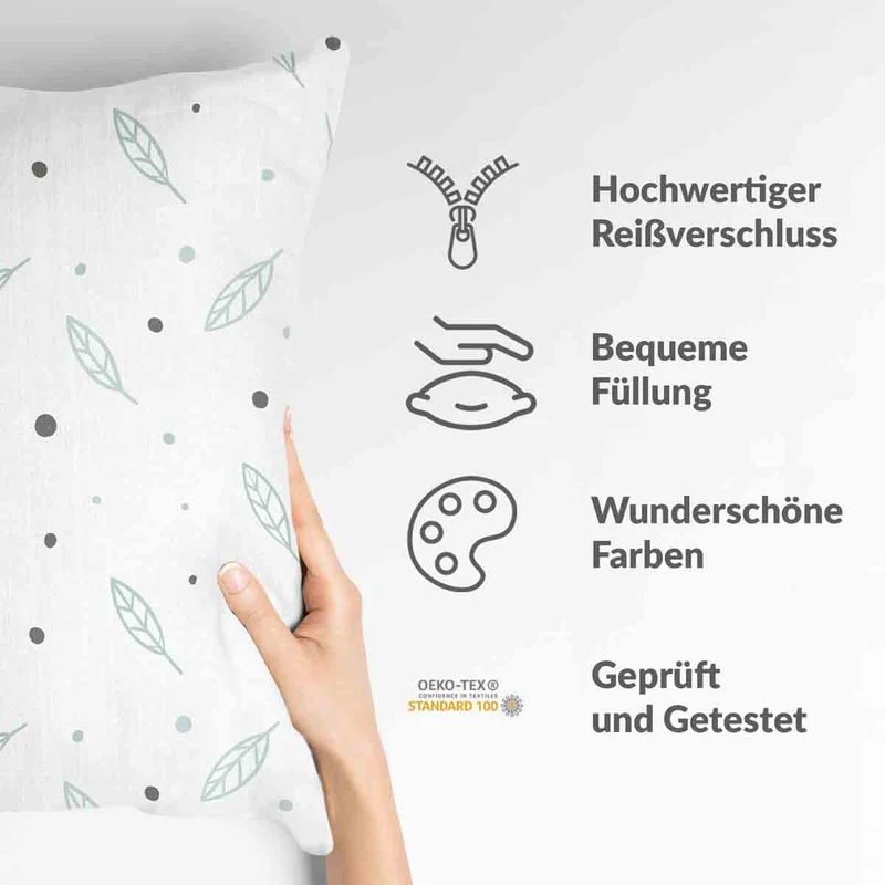 Gesundheitskissen Weiß mit Federn und Punkten