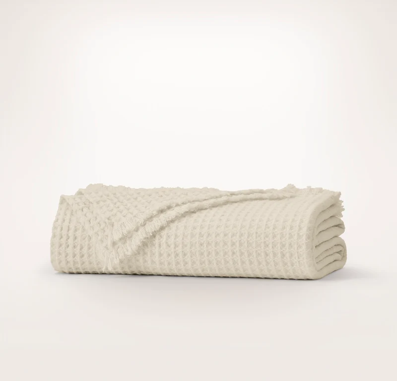 Heirloom Waffle Merino Bed Blanket - Cream