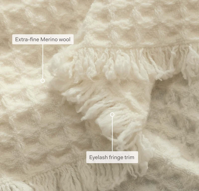 Heirloom Waffle Merino Bed Blanket - Cream
