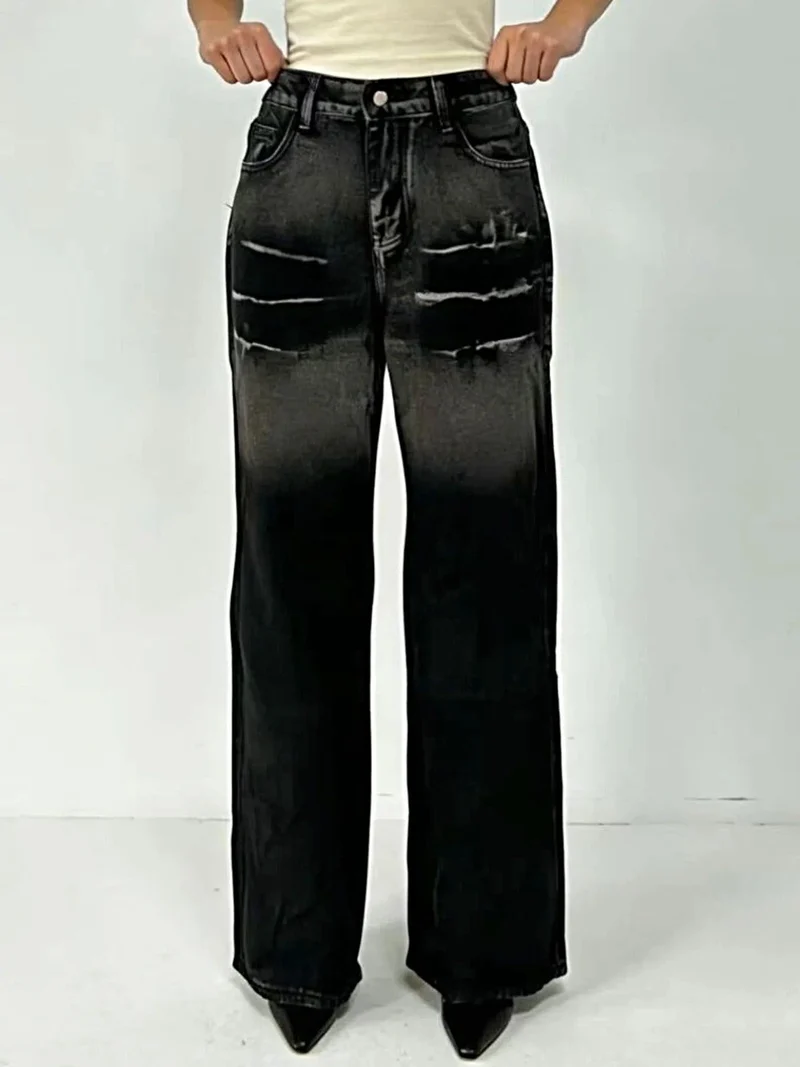 Elegante jeans met wijde pijpen en een wassing - Klassiek ontwerp, 85% katoen, perfecte pasvorm