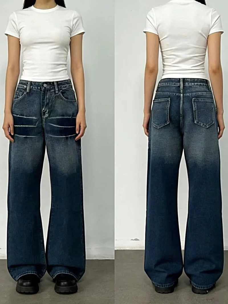 Elegante jeans met wijde pijpen en een wassing - Klassiek ontwerp, 85% katoen, perfecte pasvorm