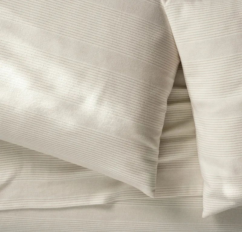 Flannel Sheet Set - Winter White/Oak Fine Line Stripe