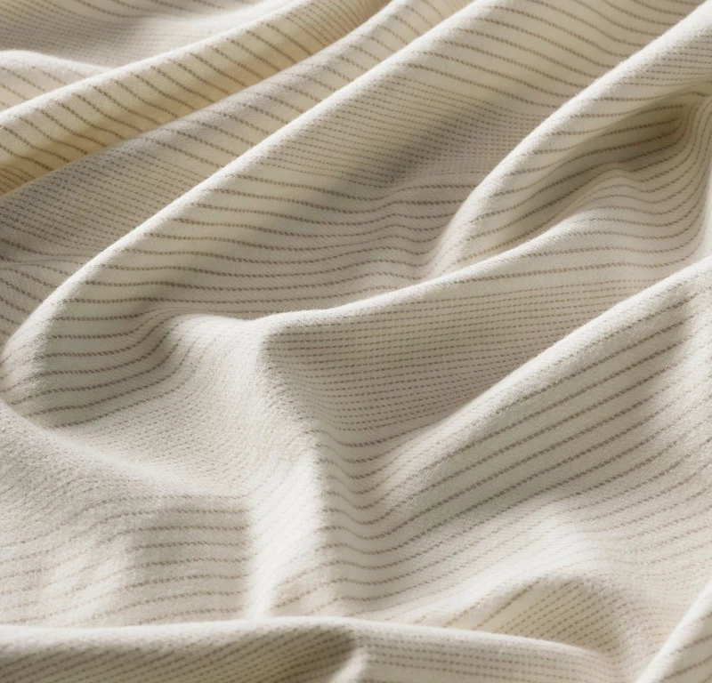 Flannel Sheet Set - Winter White/Oak Fine Line Stripe