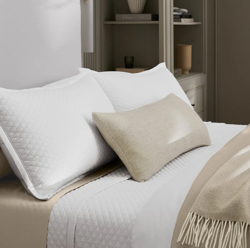 Reserve Lattice Quilted Sham - White