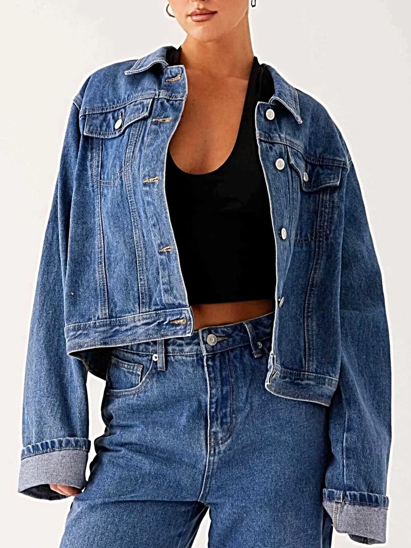 Stijlvol oversized spijkerjack met knoopsluiting en zakken - perfect om te combineren met andere kledingstukken.