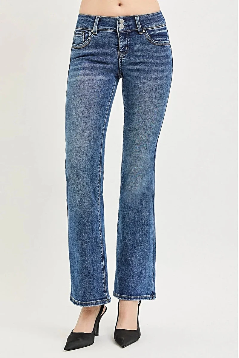 Jeans met buikcorrectie - Stijlvolle bootcut jeans met lage taille, comfortabele pasvorm en een slank silhouet.