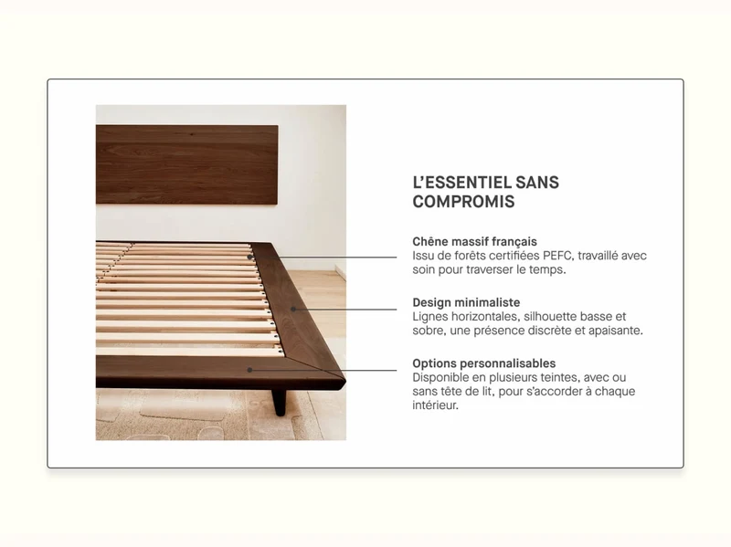 Lit plateforme en bois massif LIVIA