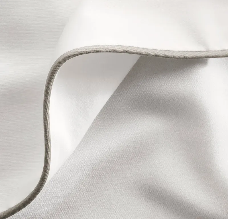 Signature Embellished Pillowcase Set - White/Pewter Piped Edge