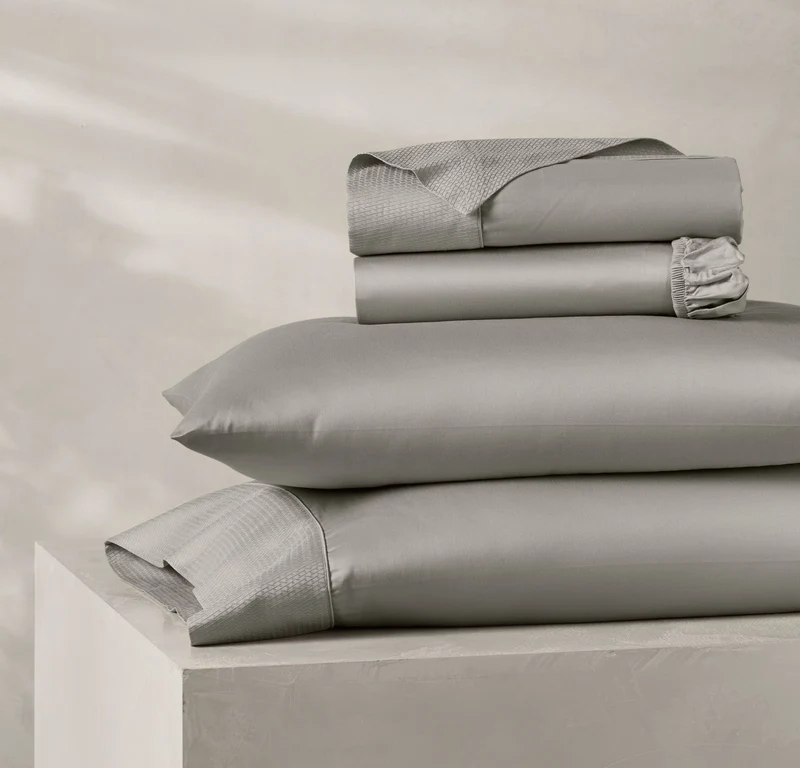 Reserve Embellished Sheet Set - Pewter Lattice Jacquard
