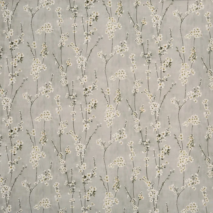 Baumwollstoff Mandelblüte - grau