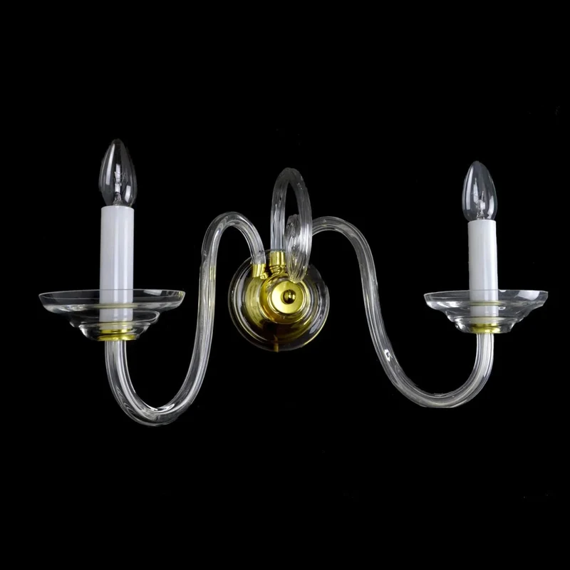 Casa Padrino Luxus Barock Kristall Wandleuchte Gold 36 x 17 x H. 20 cm - Prunkvolle Messing Wandleuchte mit böhmischem Kristallglas - Barock Möbel - Edel & Prunkvoll