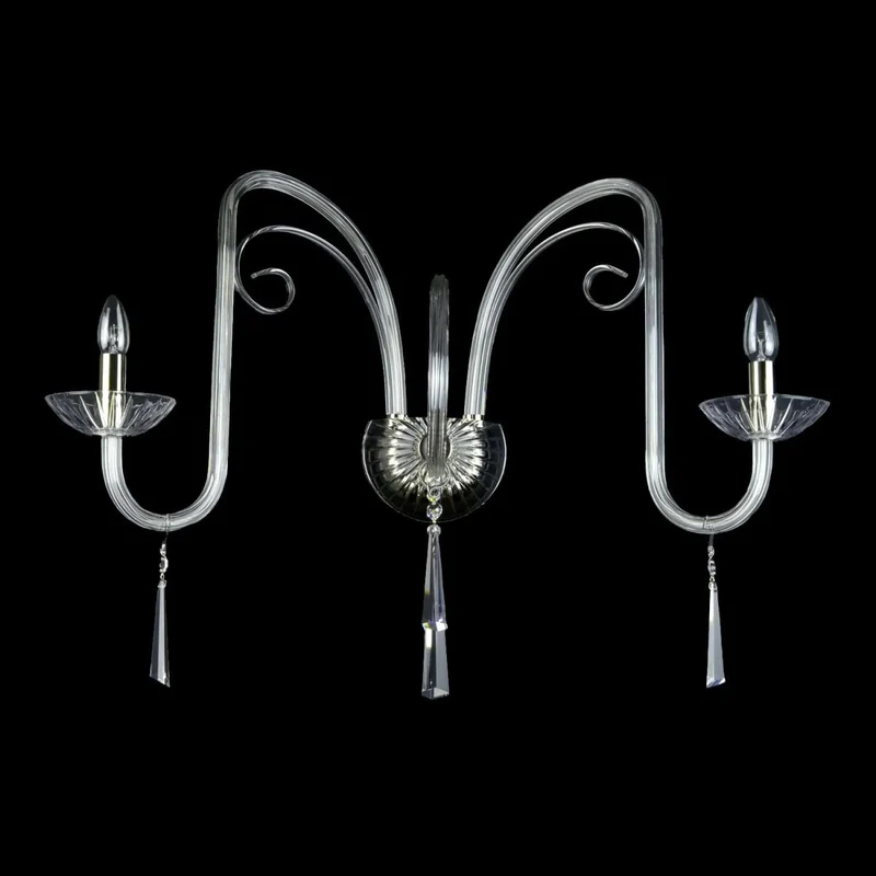 Casa Padrino Luxus Barock Kristall Wandleuchte Silber 75 x 45 x H. 30 cm - Prunkvolle Messing Wandleuchte mit böhmischem Kristallglas - Barock Möbel - Edel & Prunkvoll