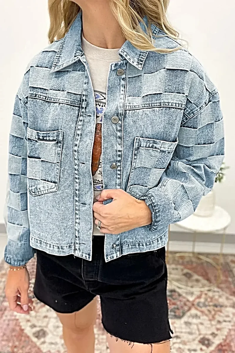 Stijlvol denim jack met knoopsluiting en zakken - Klassieke mix van 85% katoen