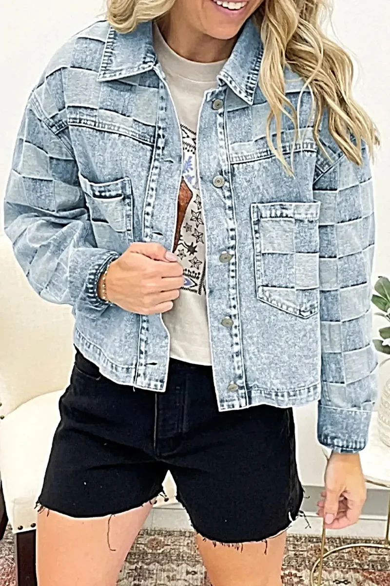 Stijlvol denim jack met knoopsluiting en zakken - Klassieke mix van 85% katoen