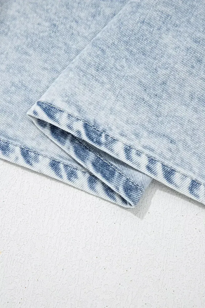 Luxe denim blouse met ruches en plooien - Vintage gewassen design met tijdloze stijl