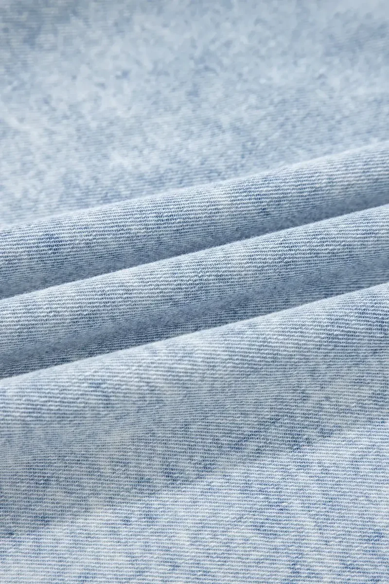 Luxe denim blouse met ruches en plooien - Vintage gewassen design met tijdloze stijl
