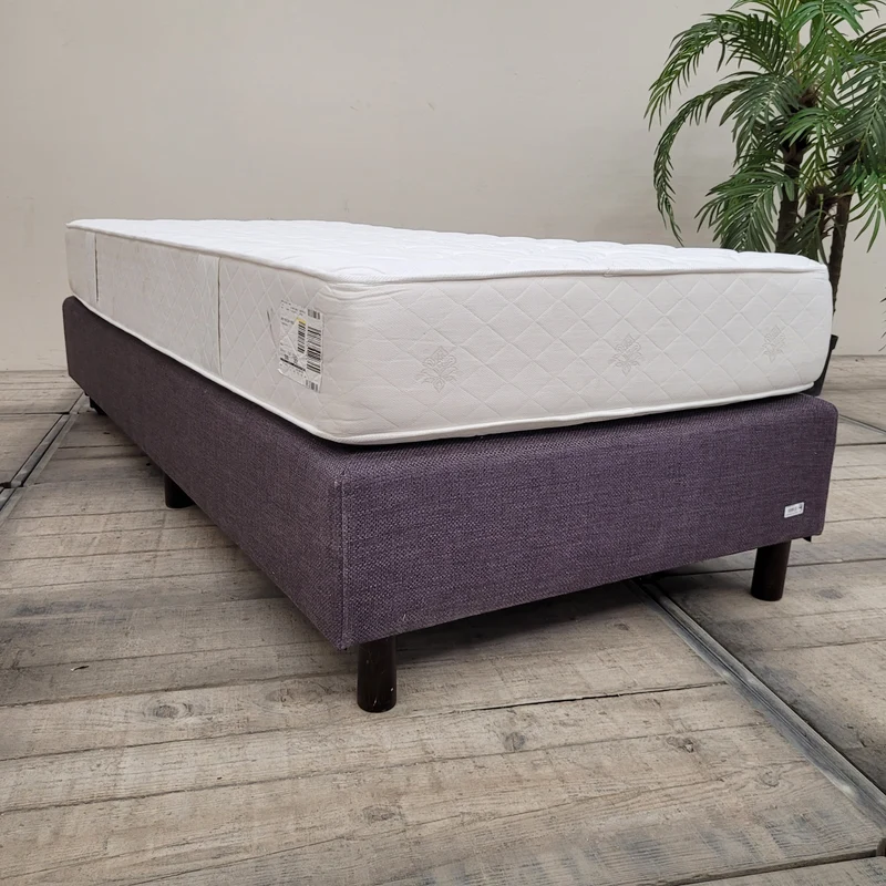 Boxspringbett 90x210 Lila Stoff Inklusive Matratze Einzelbett Bett Gebraucht