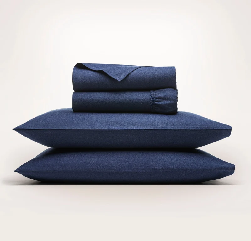 Flannel Sheet Set - Heathered Navy