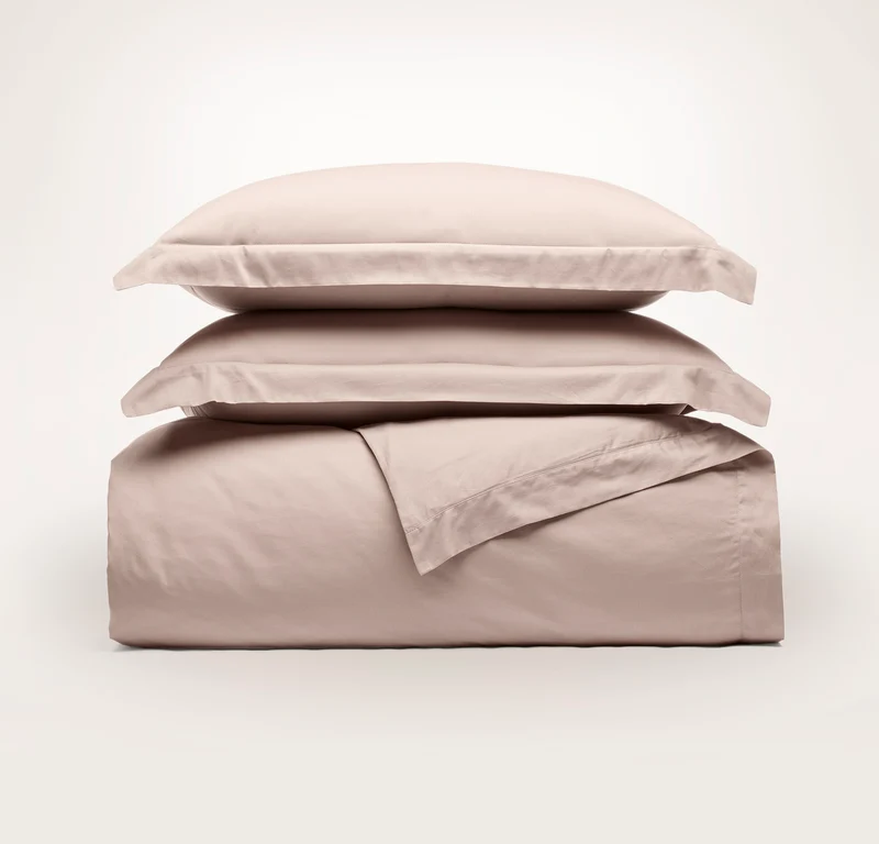 Percale Hemmed Duvet Set - Dusty Rose