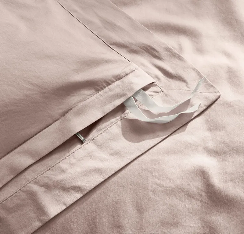 Percale Hemmed Duvet Set - Dusty Rose