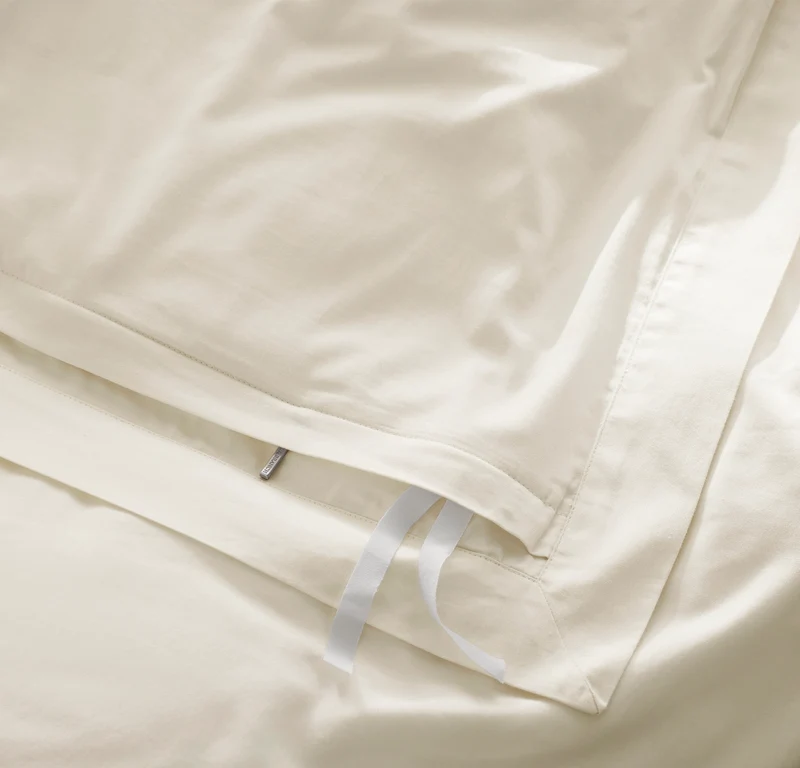 Percale Hemmed Duvet Set - Cream