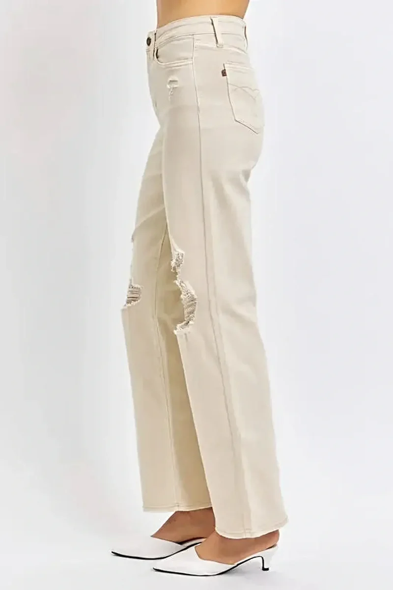 Judy Blue jeans met hoge taille en wijde pijpen - een verwassen look voor een chique stijl en comfort.