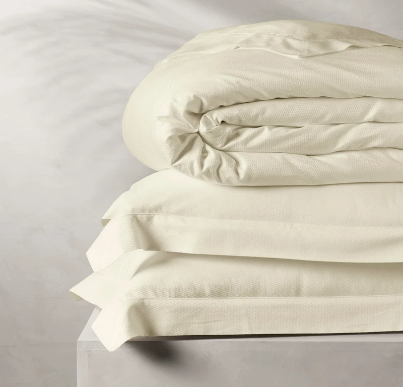Reserve Embellished Duvet Set - Ivory Lattice Jacquard