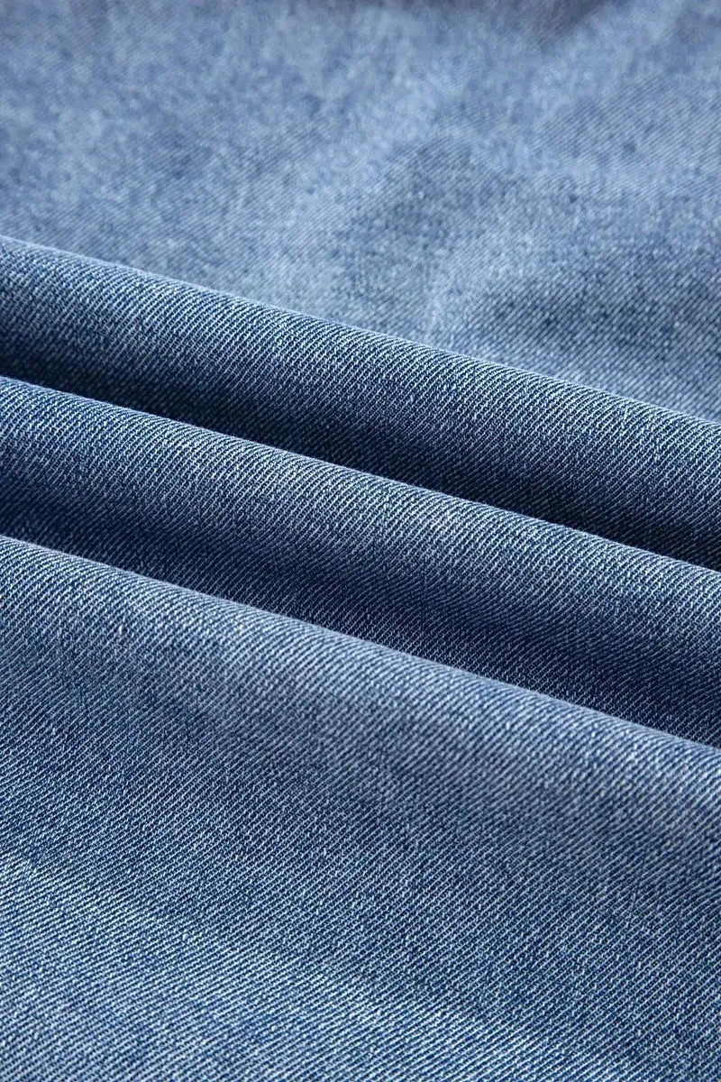 Gerimpelde denim blouse - Mouwloze top in patchworkstijl van een katoenmix