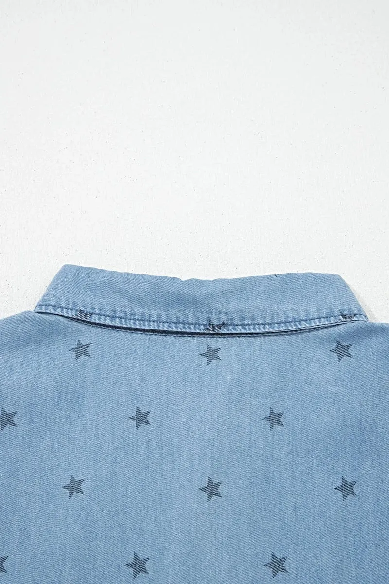 Premium denim overhemd met korte mouwen en dubbele borstzak voor een moeiteloze stijl.