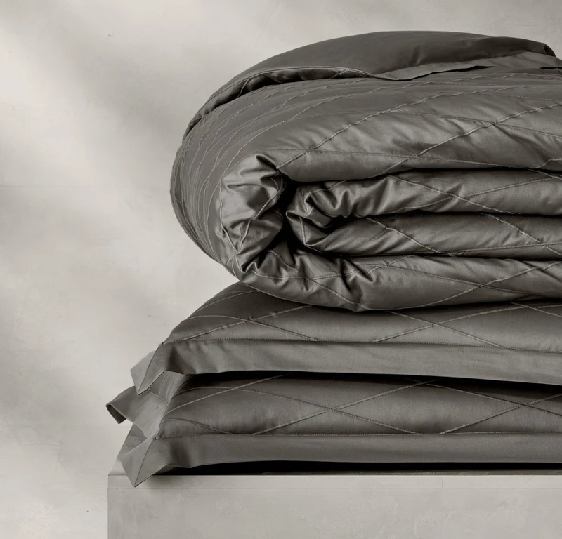Reserve Embellished Duvet Set - Stone/Stone Embroidered Lattice