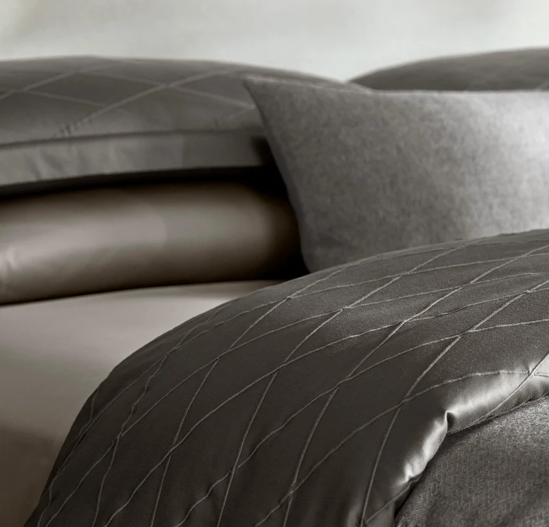 Reserve Embellished Duvet Set - Stone/Stone Embroidered Lattice