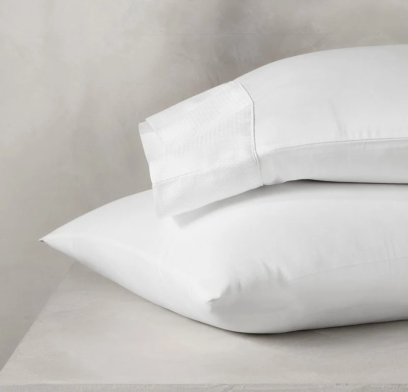Reserve Embellished Pillowcase Set - White Lattice Jacquard