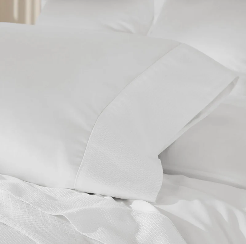 Reserve Embellished Pillowcase Set - White Lattice Jacquard