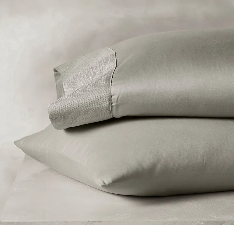 Reserve Embellished Pillowcase Set - Pewter Lattice Jacquard