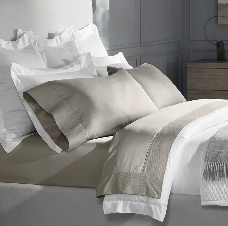 Reserve Embellished Pillowcase Set - Pewter Lattice Jacquard