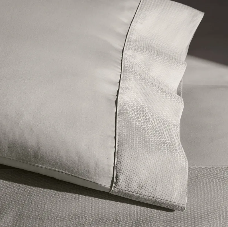 Reserve Embellished Pillowcase Set - Pewter Lattice Jacquard