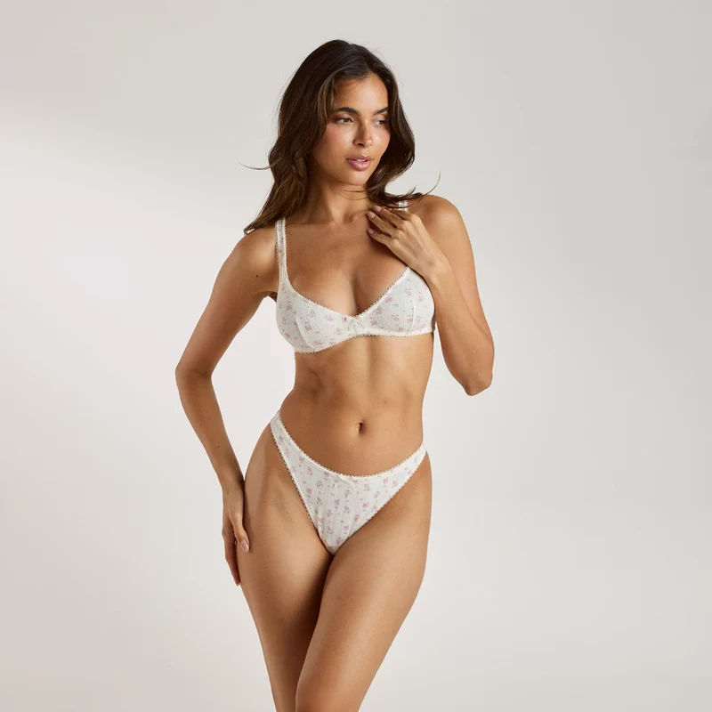 Pointelle Bralette - Ivoorbloemenprint