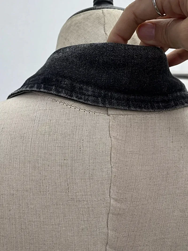 Elegante denim haltertop met smockwerk en knoopdetails - perfecte pasvorm voor alle maten
