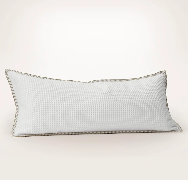 Waffle Pillow Cover - White/Oak Whipstitch