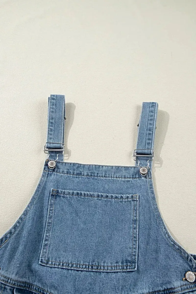 Elegante retro jumpsuit met zakken en geplooide wijde pijpen - Chique denim mode voor dames