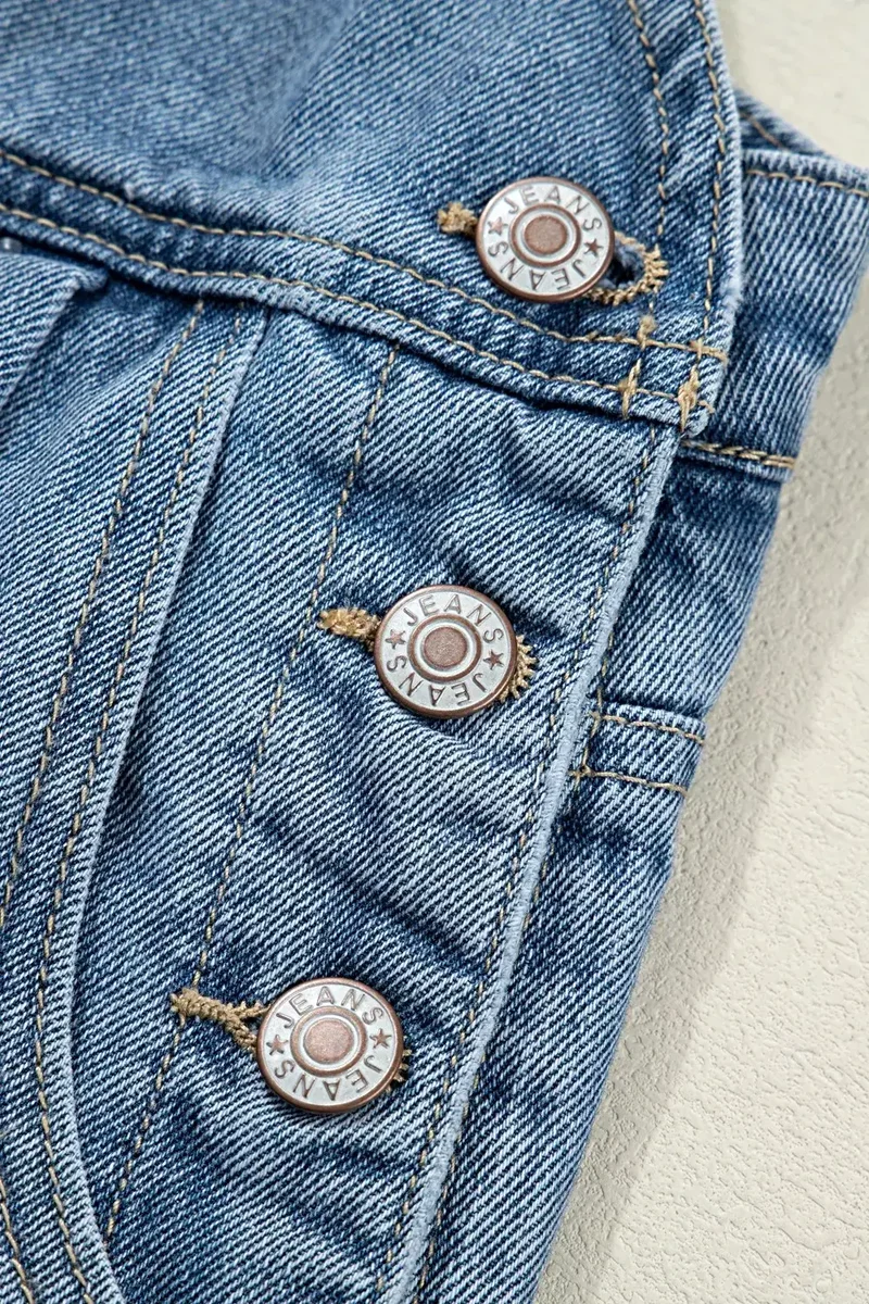 Elegante retro jumpsuit met zakken en geplooide wijde pijpen - Chique denim mode voor dames