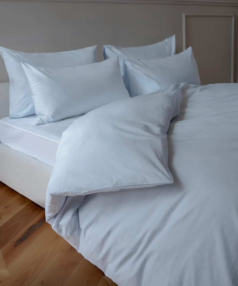 Bettwäsche Set Ägyptische Baumwolle 400TC Perkal | Pastellblau