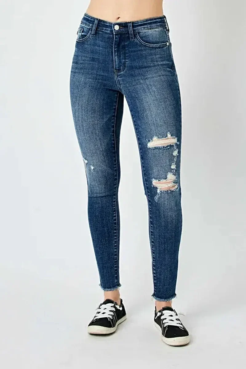 Judy Blue jeans met hoge taille en verwassen look voor dames - Skinny fit, stoere stijl, comfortabele stretch