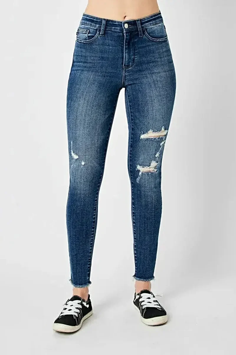 Judy Blue jeans met hoge taille en verwassen look voor dames - Skinny fit, stoere stijl, comfortabele stretch