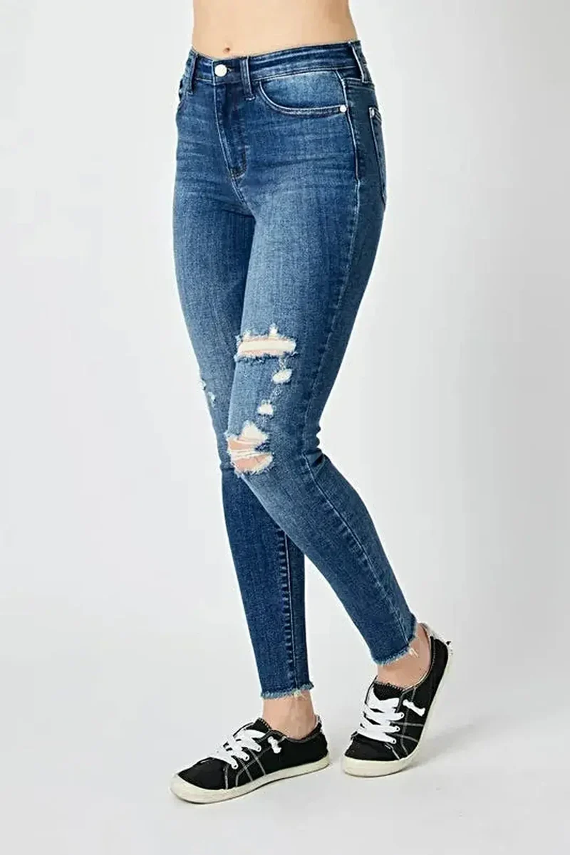 Judy Blue jeans met hoge taille en verwassen look voor dames - Skinny fit, stoere stijl, comfortabele stretch