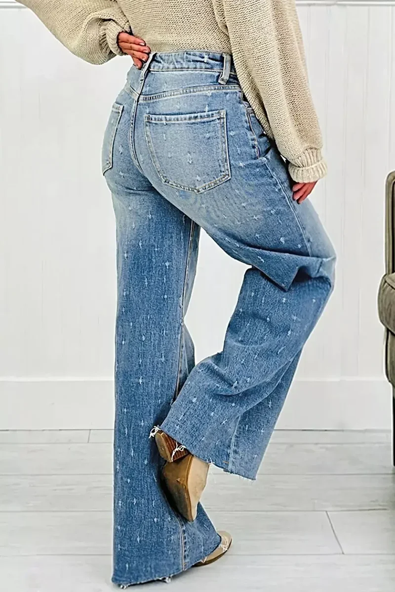 Stijlvolle jeans met een verwassen look, buikcorrigerend effect, rafelige zoom en functionele zakken.