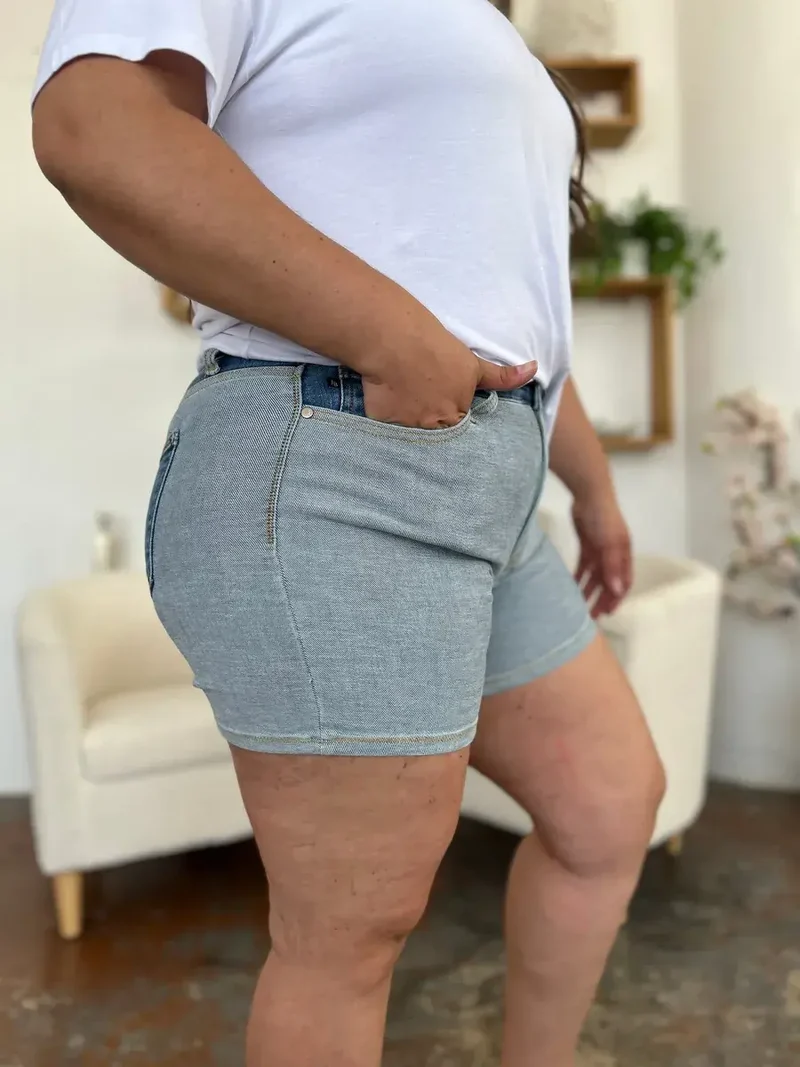 Judy Blue Color Block Denim Shorts voor dames - Trendy & stijlvolle zomeressential