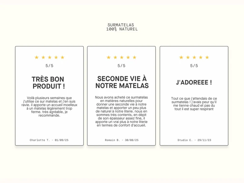 Surmatelas 100% naturel